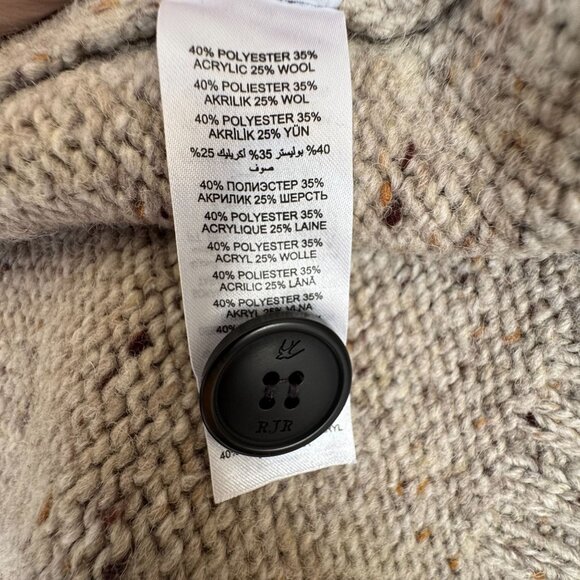 Rocha John Rocha Oatmeal Brown Wool Blend Cable Knit Fisherman Cardigan Medium - Picture 13 of 14